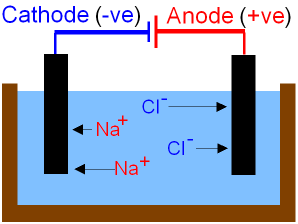 Image result for electrolysis of sodium chloride