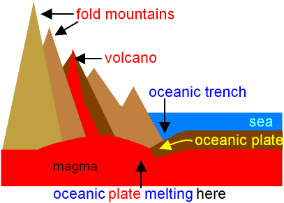 Fold Mountains and an Oceanic Trench